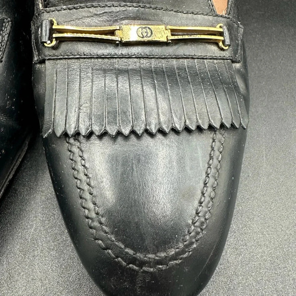 Vintage Gucci Leather Black Heels Loafers 40.5 - Picture 3 of 13
